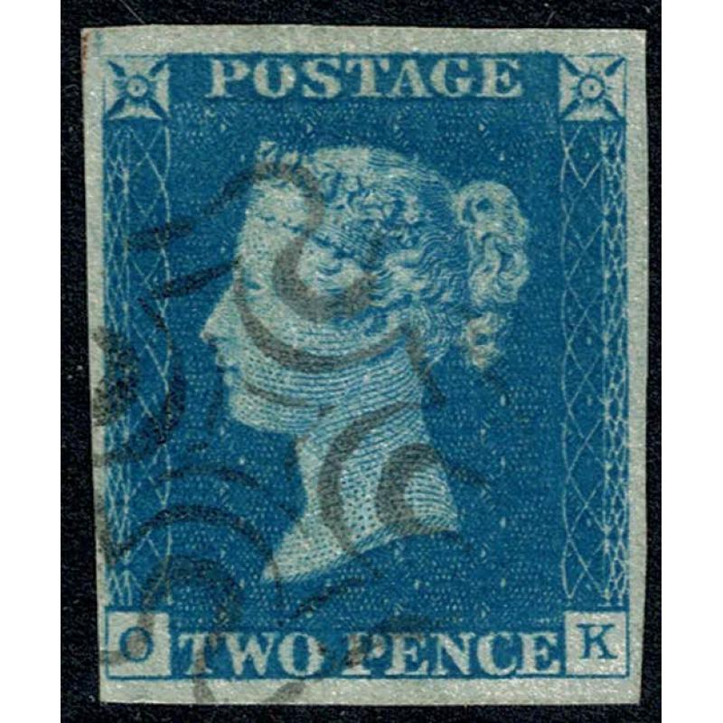 2d pale blue SG 6 Plate 1 "OK". Fine used with light black Maltese Cross.