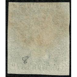 1d intense Black. Plate 8 "TD". Four clear to large margins cancelled by red Maltese Cross.