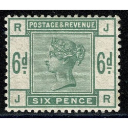 SG 194. 6d green "JR". Unmounted mint.