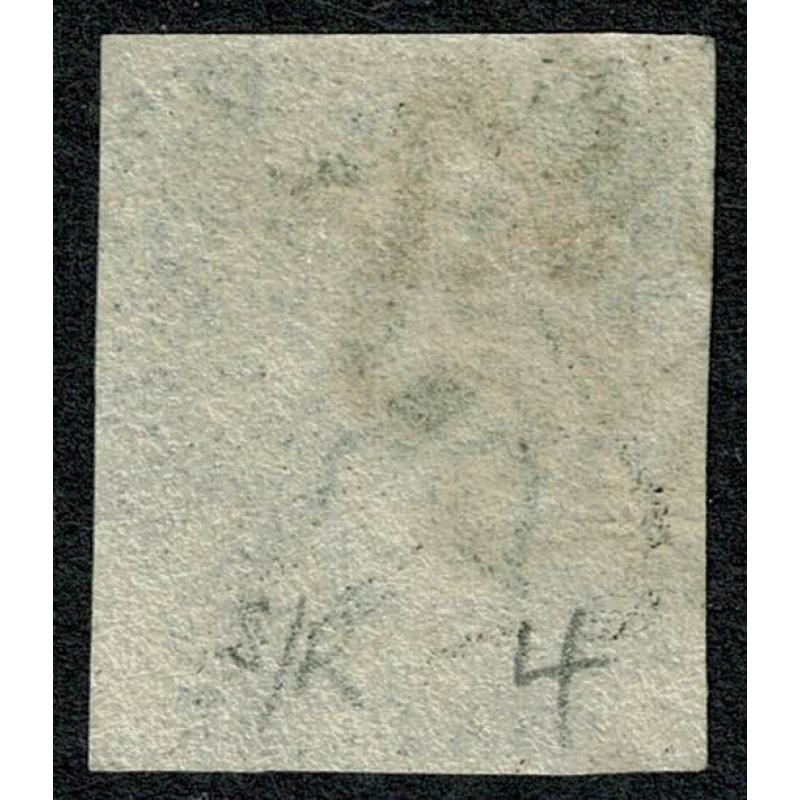 1d black "JG" Plate 4. Four good margins. Black Maltese cross cancellation.