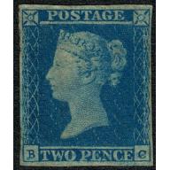 1841 2d blue. "BC" Unused with traces of gum.