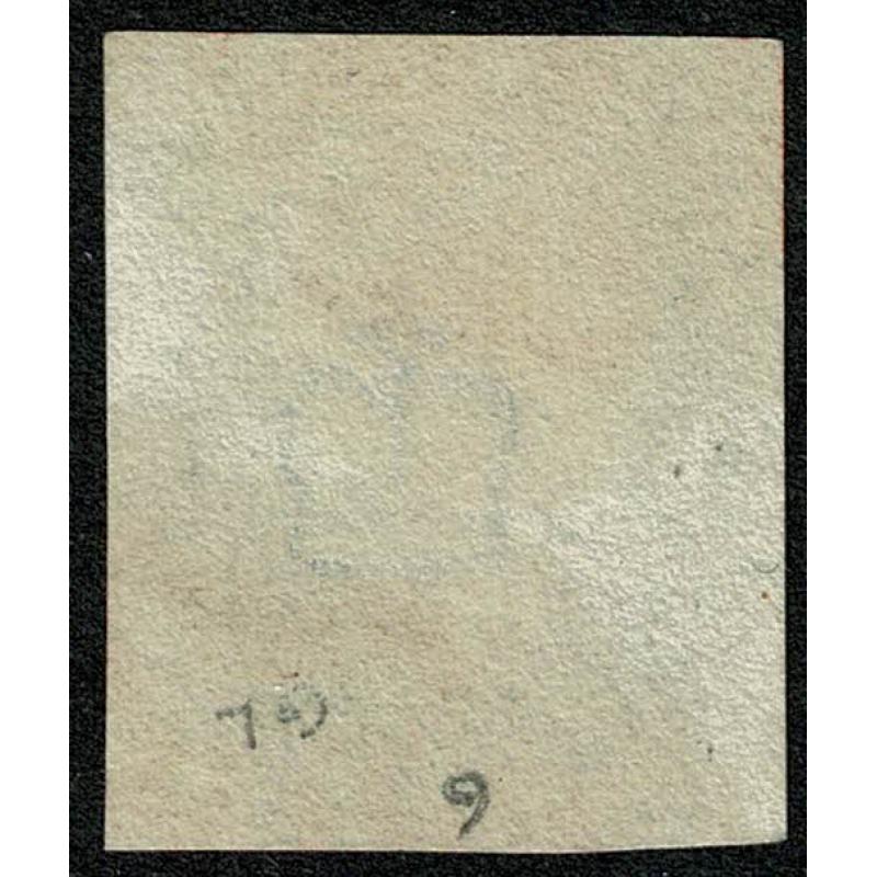 1d Black. Plate 1b "BI". Red Maltese Cross cancellation