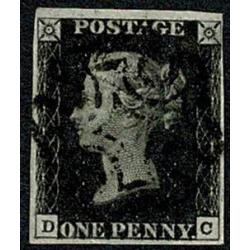 1d intense Black "DC" Plate 8. Cancelled by neat black Maltese cross.